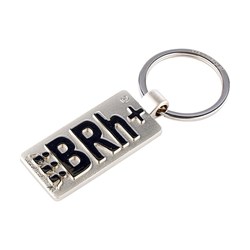Porte-clés en métal avec symbole du groupe sanguin BRh+