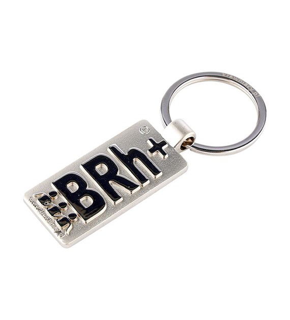 Schlüsselanhänger aus Metall mit dem Blutgruppensymbol  BRh+