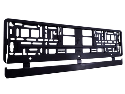 License plate frame with a wide strip, black, flexible