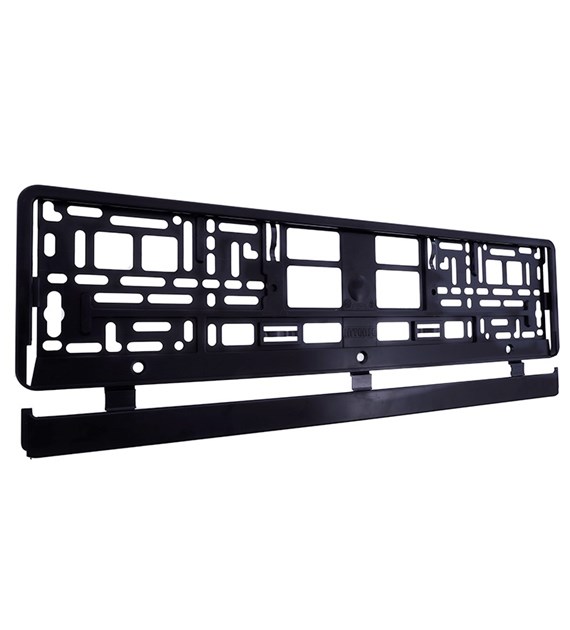 License plate frame with a wide strip, black, flexible