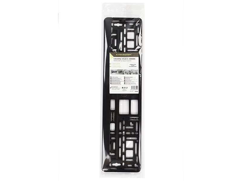 License plate frame with a wide strip, black, flexible