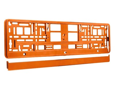 License plate frame, metallized, orange