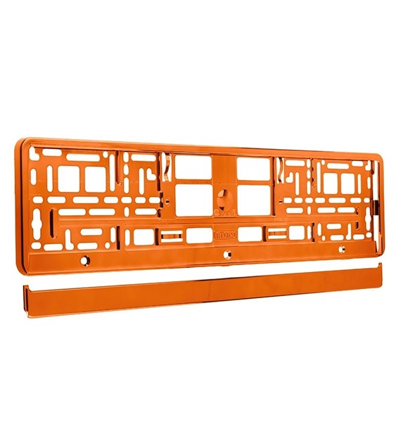 License plate frame, metallized, orange