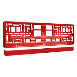 License plate frame, metallized, red