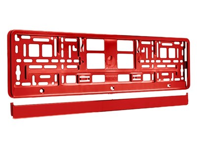 License plate frame, metallized, red 