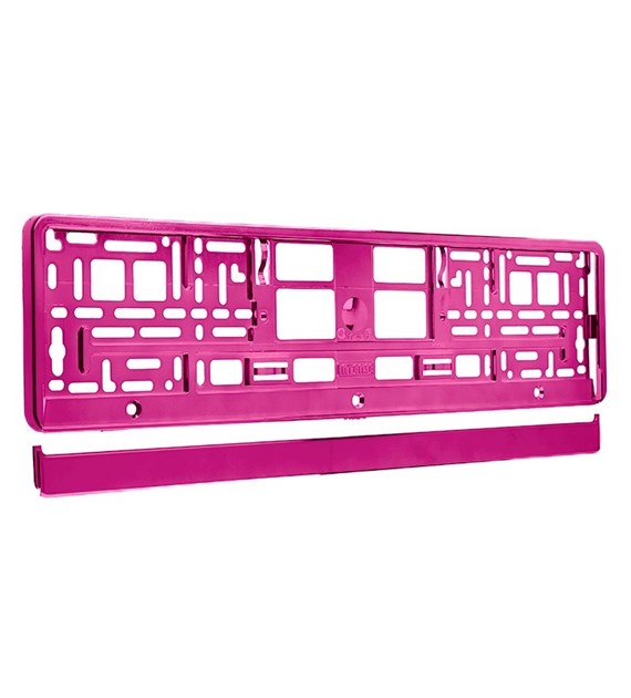 Support de plaque d'immatriculation métallisé, rose