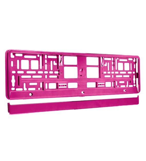 Support de plaque d'immatriculation métallisé, rose