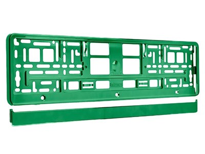 License plate frame, metallized, green 