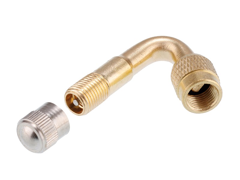 Schrader car valve extension, angled 45 °