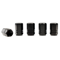 Bouchons de valve, hexagonaux en aluminium, 5 pcs, noirs