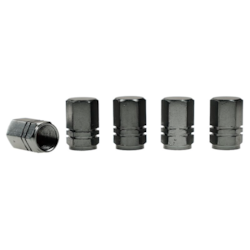 Nakrętki na wentyle, aluminiowe sześciokątne, 5 szt., gunmetal
