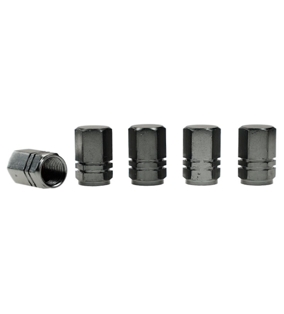 Nakrętki na wentyle, aluminiowe sześciokątne, 5 szt., gunmetal