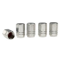 Bouchons de valve, hexagonaux en aluminium, 5 pcs,, argenté