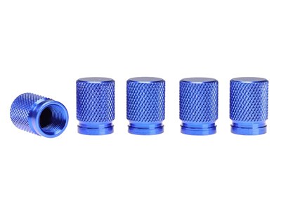 Aluminium valve caps, 5 pcs, blue