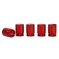 Aluminium valve caps, 5 pcs, red