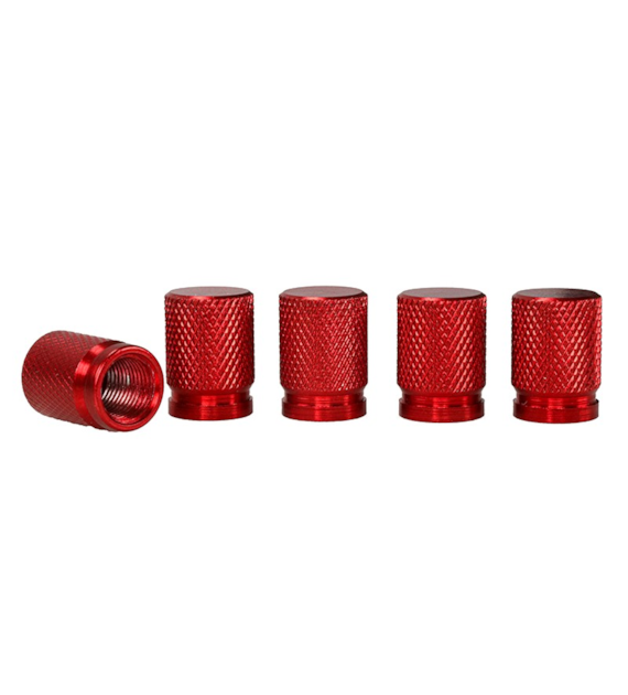 Bouchons de valve en aluminium, 5 pcs, rouge