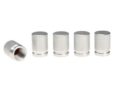 Aluminium valve caps, 5 pcs, silver