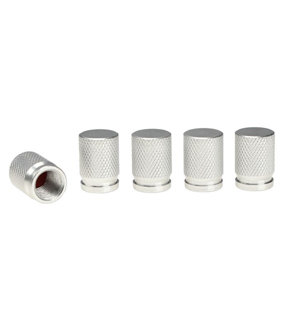 Aluminium valve caps, 5 pcs, silver