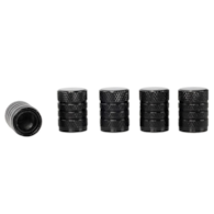 Bouchons de valve en aluminium avec insert fileté en plastique, 5 pcs, noir