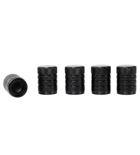 Aluminum valve caps with plastic thread insert, 5 pcs, black