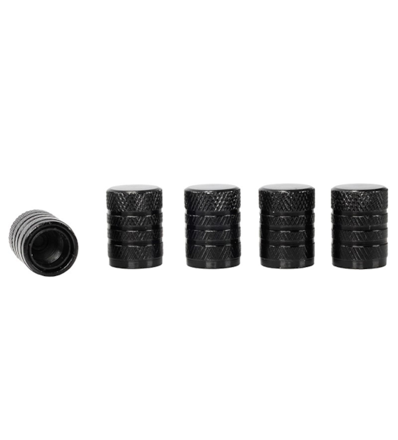 Bouchons de valve en aluminium avec insert fileté en plastique, 5 pcs, noir