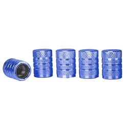 Aluminum valve caps with plastic thread insert, 5 pcs, blue