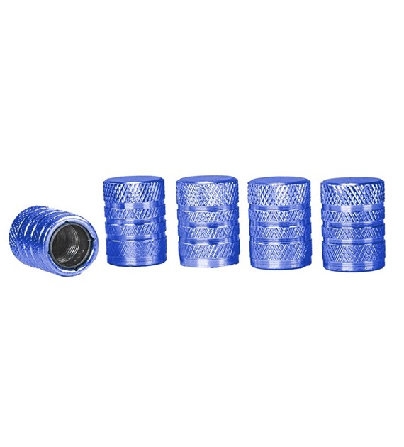 Aluminum valve caps with plastic thread insert, 5 pcs, blue