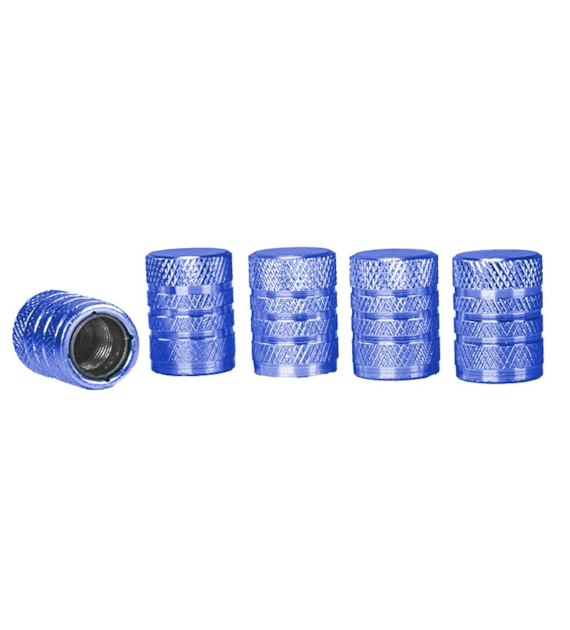 Aluminum valve caps with plastic thread insert, 5 pcs, blue