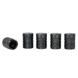 Nakrętki na wentyle, aluminiowe z gwintowanym wkładem z tworzywa, 5 szt., gunmetal