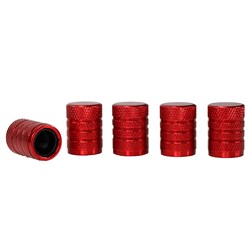 Bouchons de valve en aluminium avec insert fileté en plastique, 5 pcs, rouge