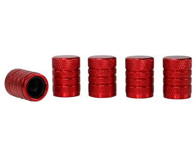 Aluminium-Ventilkappen mit Kunststoff-Gewindeeinsatz, 5 Stk, rot