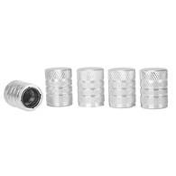 Aluminum valve caps with plastic thread insert, 5 pcs, silver