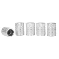 Bouchons de valve en aluminium avec insert fileté en plastique, 5 pcs, argent