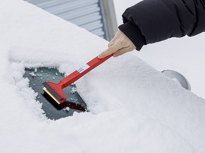 Ice scraper with brass blade and squeegee, long