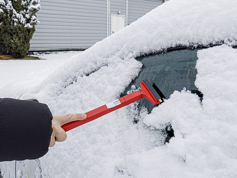 Ice scraper with brass blade and squeegee, long