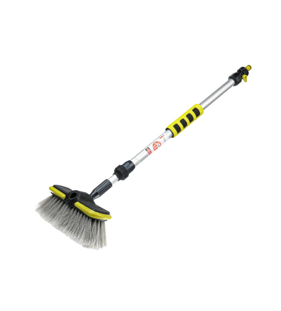 Water flow brush 20 cm / 8  with telescopic handle 65 - 100 cm and valve