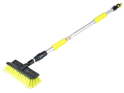 Angled water flow brush 25 cm / 10  with telescopic handle 110 - 170 cm and valve
