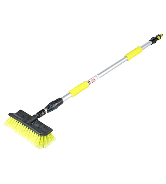 Angled water flow brush 25 cm / 10  with telescopic handle 110 - 170 cm and valve