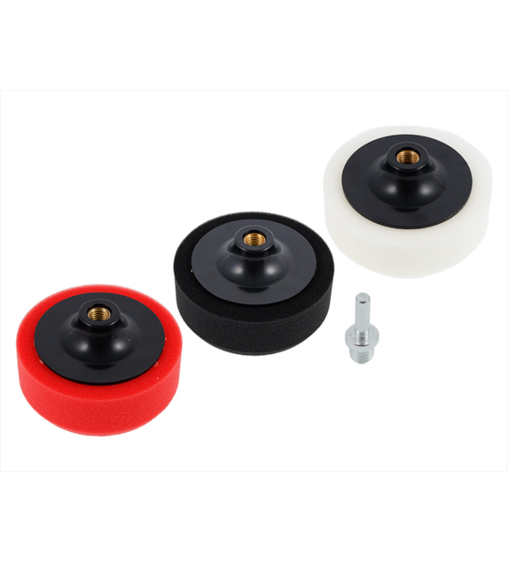 Set aus 3 Polierschwämmen + Adapter