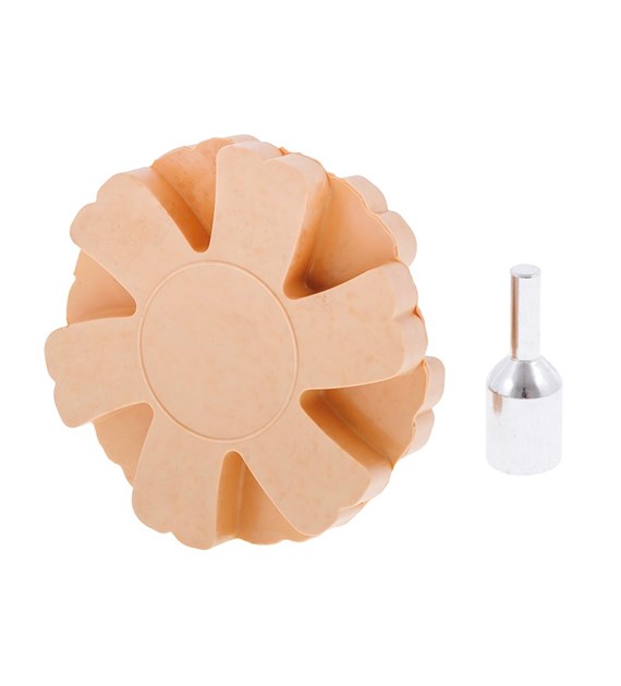 Rubber disk for adhesives, diam. 90 mm, serrated, M8 thread