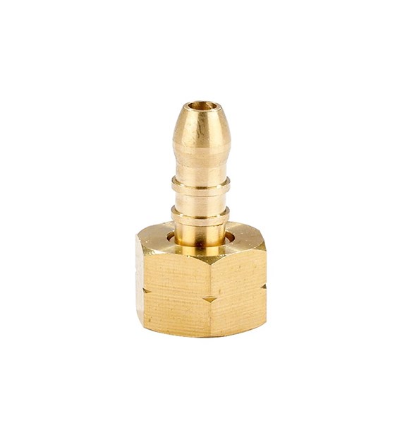 Gas hose end female thread 3/8  L, with 9-10 mm hose nipple, brass