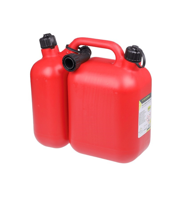 Jerrican à deux chambres carburant/huile, 5 + 2,5 L