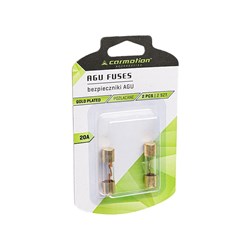 Fusibles en verre AGU 10,3x38 mm, 20A, plaqué or, 2 pcs