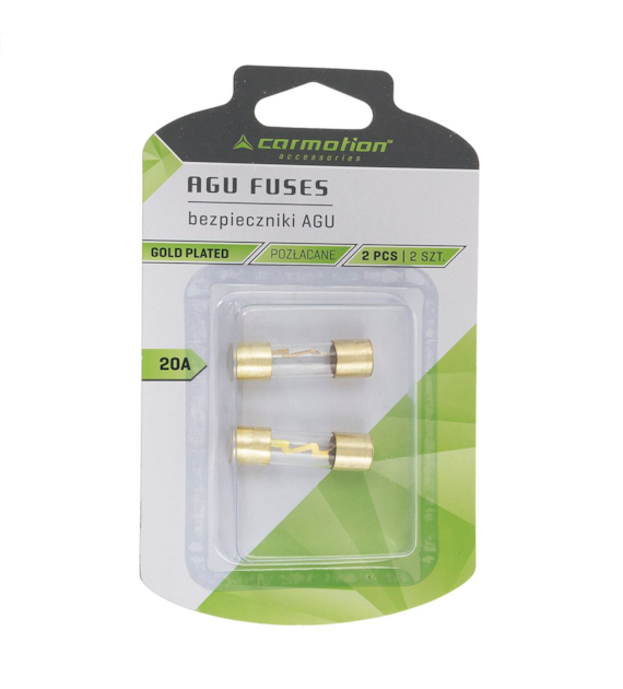 Glass fuses AGU 10.3x38 mm, 20A, gold-plated, 2 pcs