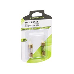 Glass fuses AGU 10.3x38 mm, 50A, gold-plated, 2 pcs