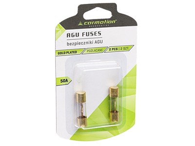 Glass fuses AGU 10.3x38 mm, 50A, gold-plated, 2 pcs 