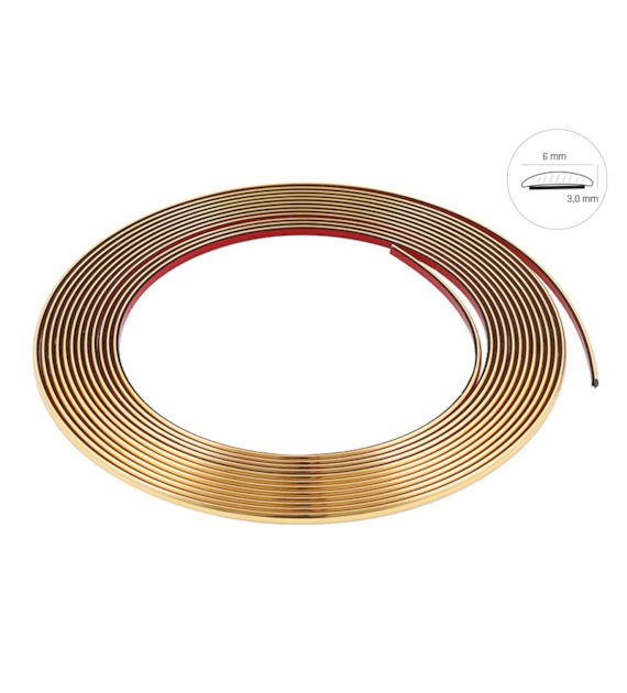 Bande décorative de voiture, dorée, 6mm x 8m (86743)