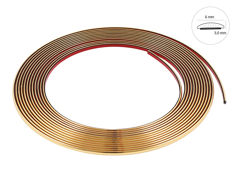 Car styling strip, gold, 6mm x 8m (86743)