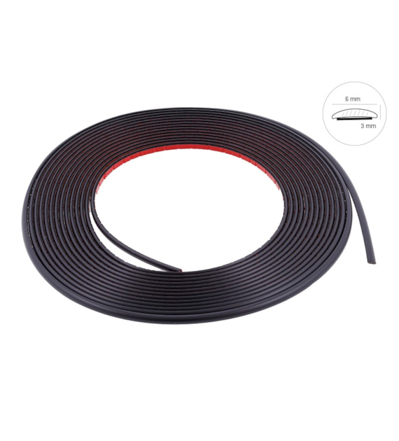 Bande décorative de voiture, noir mat, 6 mm x 8 m (86170)