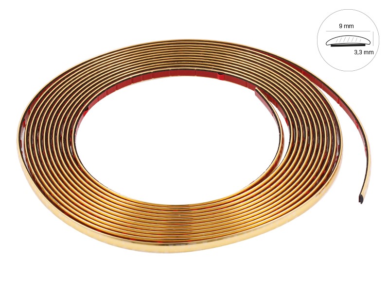 Car styling strip, gold, 9mm x 8m (86744)